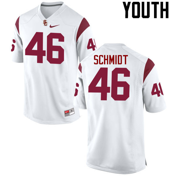 Youth #46 Wyatt Schmidt USC Trojans College Football Jerseys-White